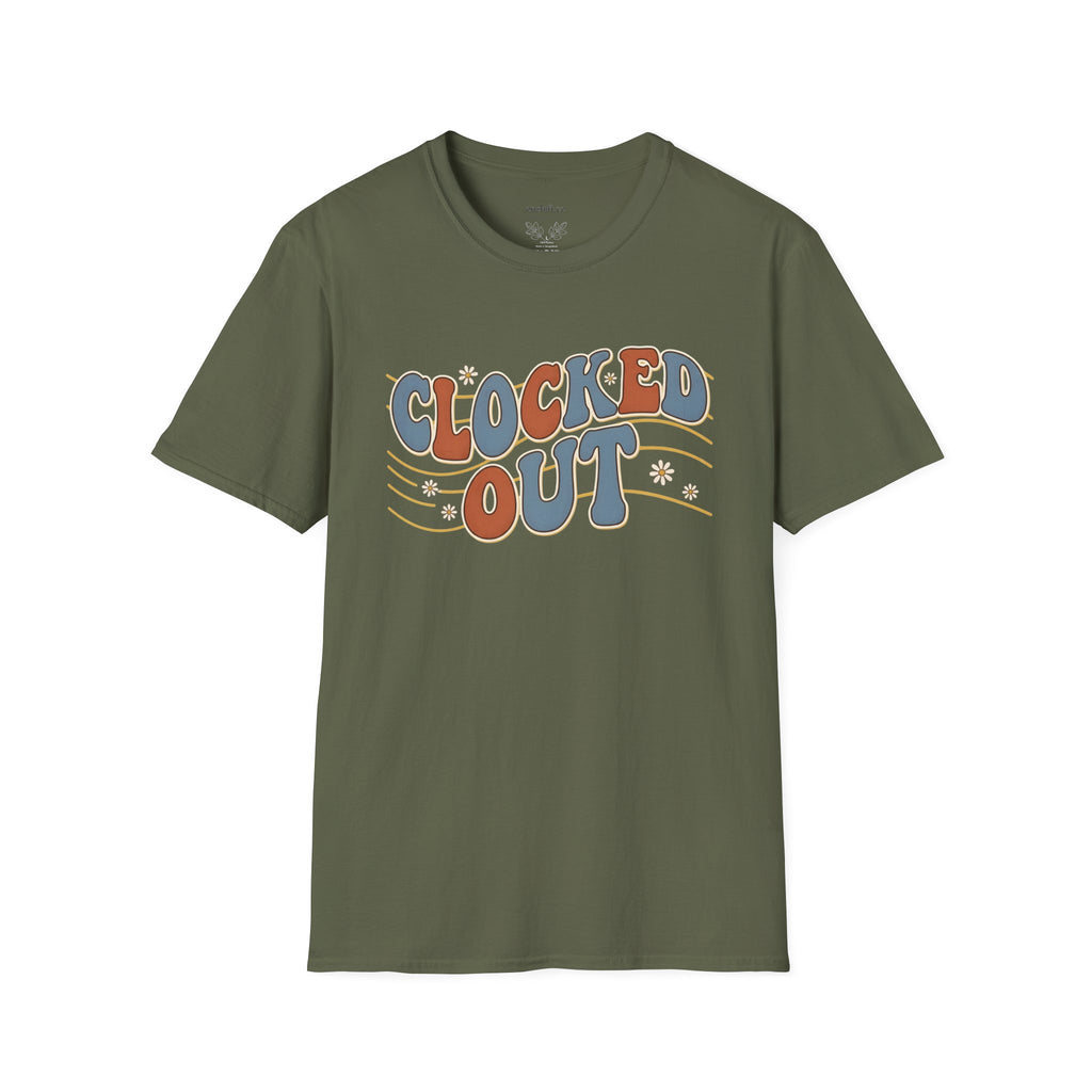 Clocked Out Nurse T-Shirt — Retro 70s Vibe