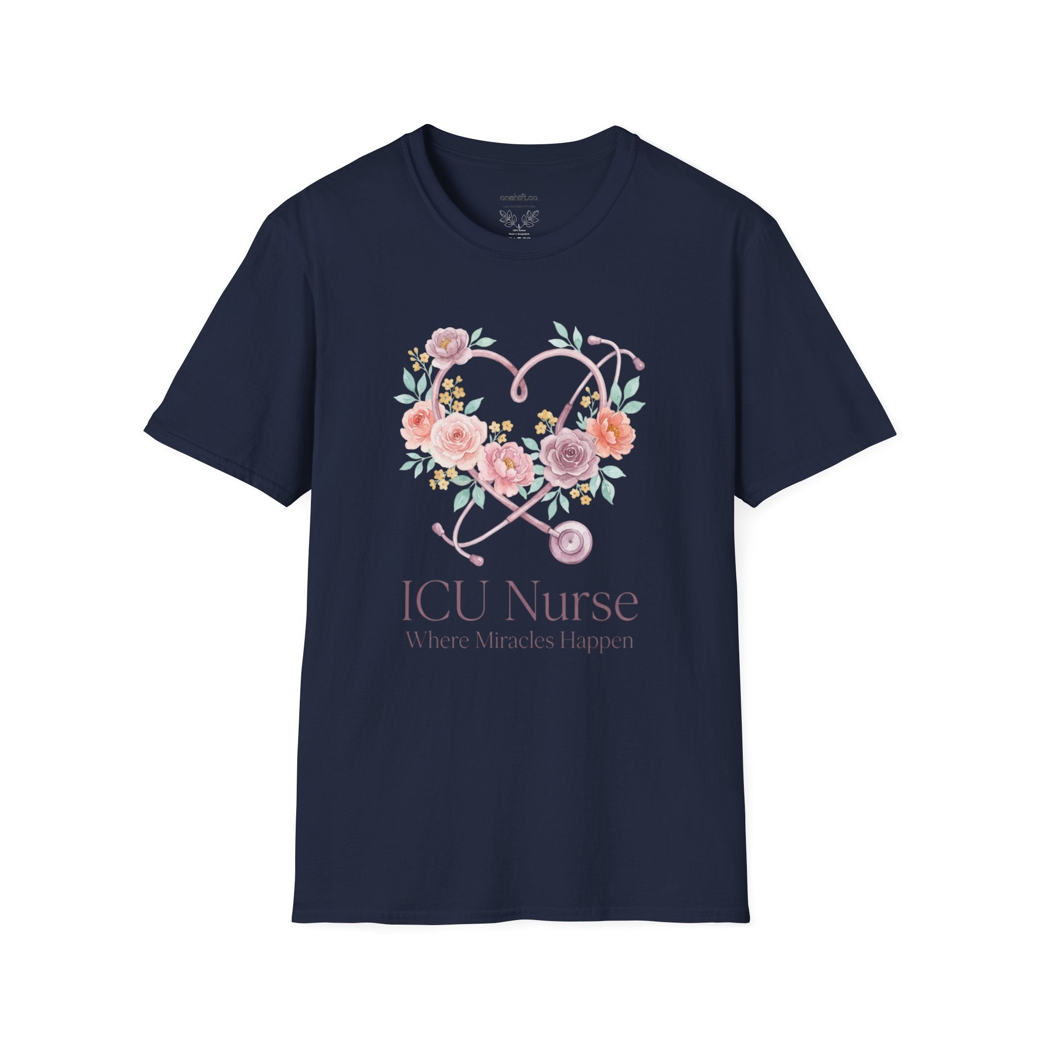 T-shirt floral d'infirmière en soins intensifs