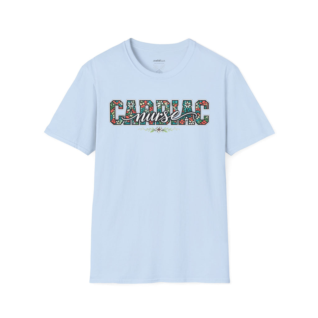 Cardiac Nurse Floral T-Shirt — Heartbeat Medical Gift for Nurses