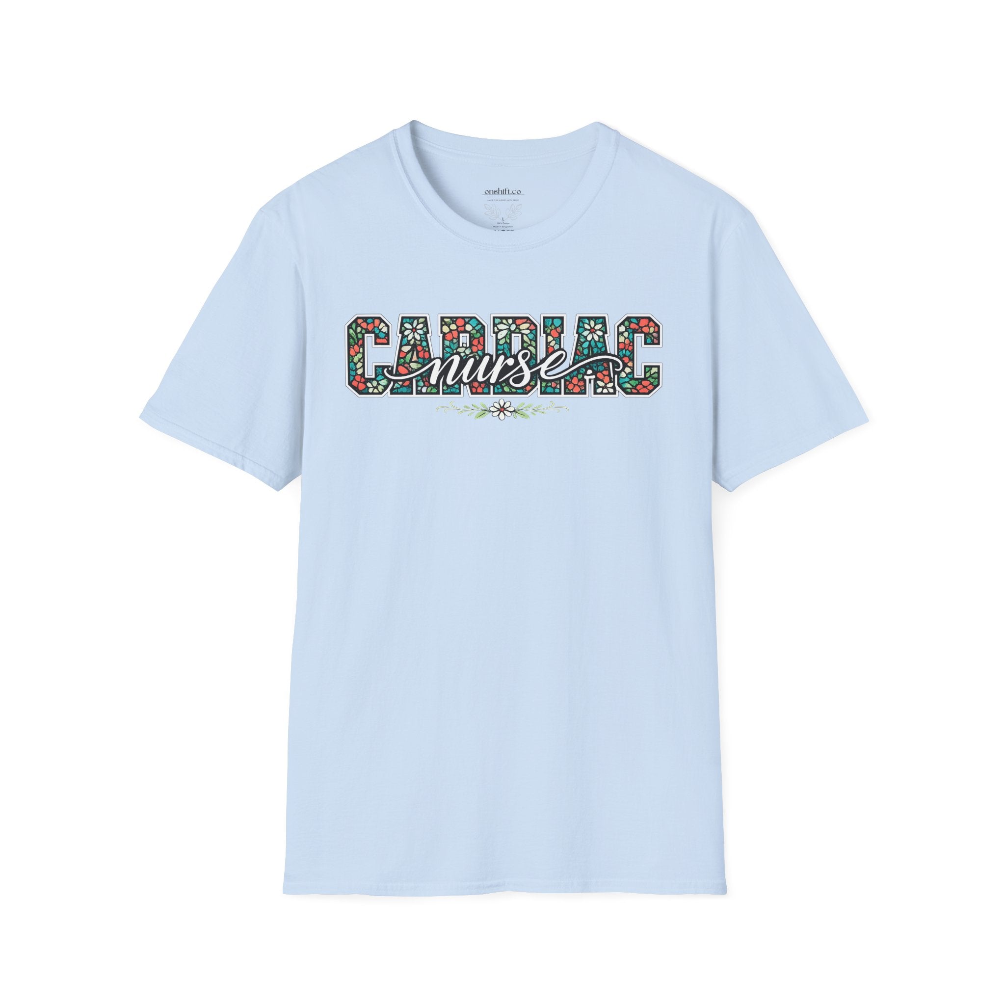 Cardiac Nurse Floral T-Shirt — Heartbeat Medical Gift for Nurses