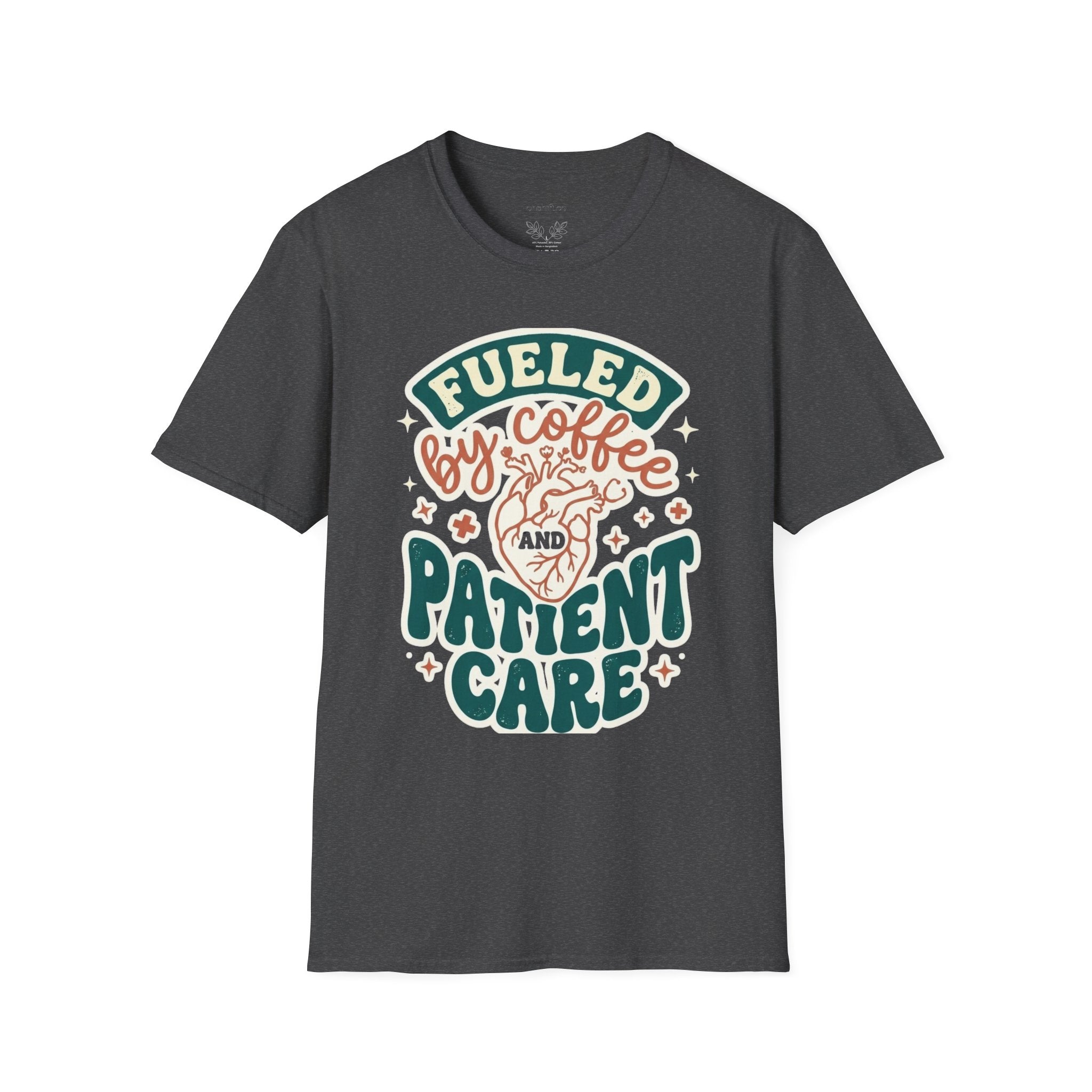 T-shirt Alimenté par le Café et les Soins aux Patients