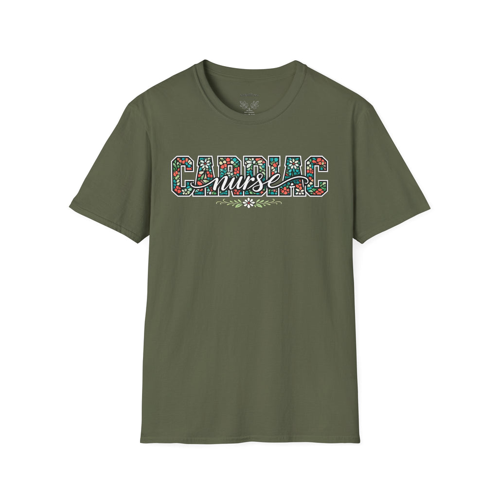 Cardiac Nurse Floral T-Shirt — Heartbeat Medical Gift for Nurses