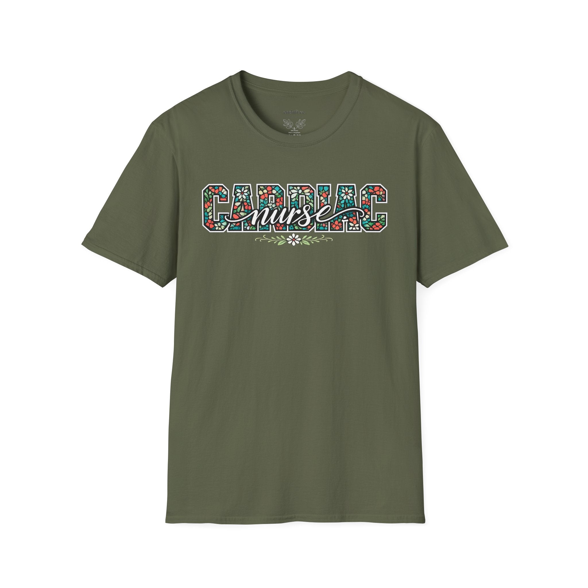 Cardiac Nurse Floral T-Shirt — Heartbeat Medical Gift for Nurses