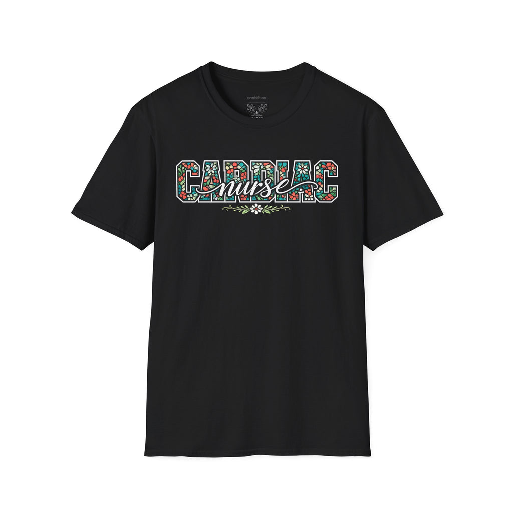 Cardiac Nurse Floral T-Shirt — Heartbeat Medical Gift for Nurses