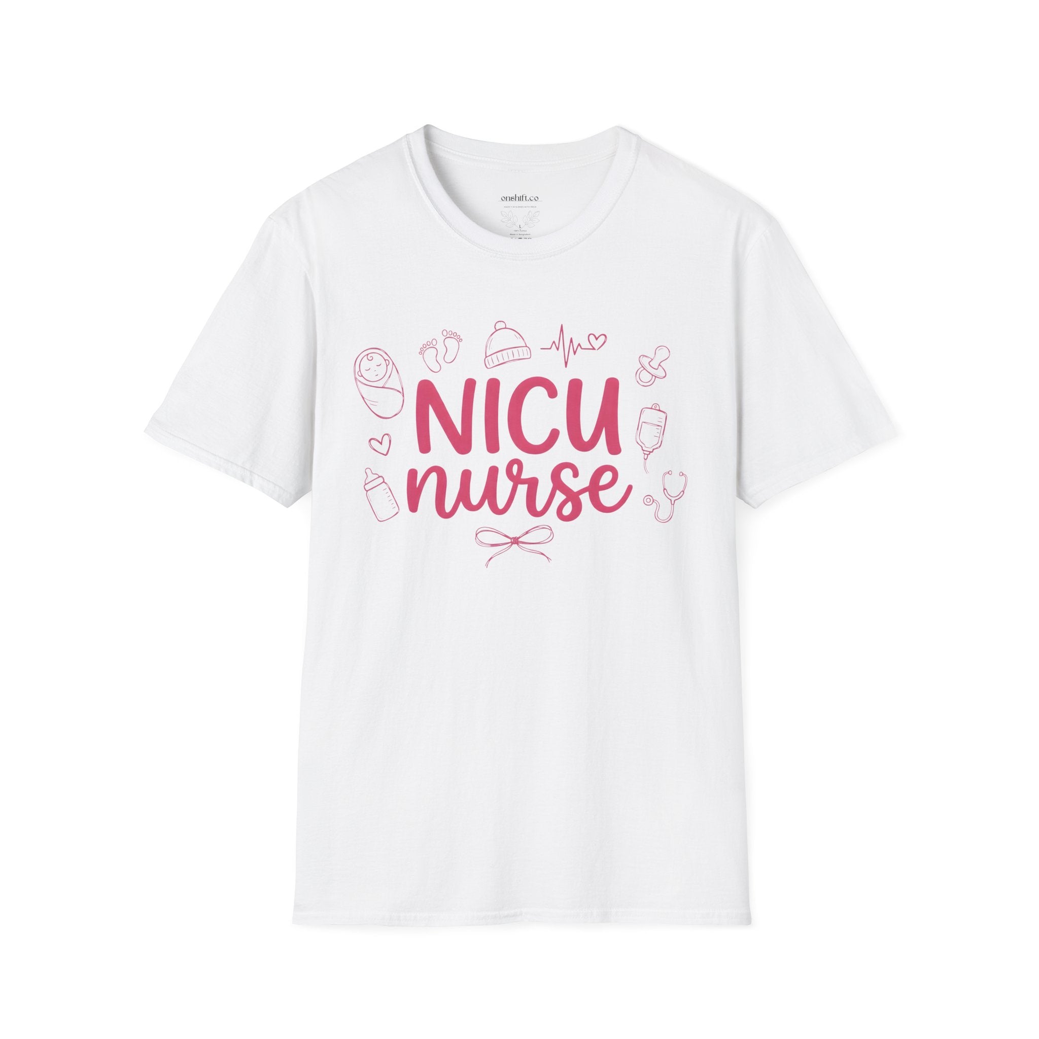 NICU Nurse T-Shirt — Pink Baby Care Tee for NICU Nurses