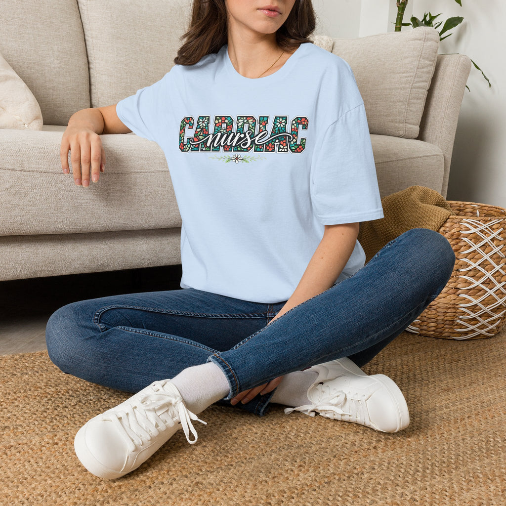 Cardiac Nurse Floral T-Shirt — Heartbeat Medical Gift for Nurses