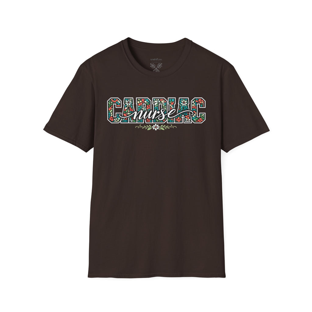 Cardiac Nurse Floral T-Shirt — Heartbeat Medical Gift for Nurses