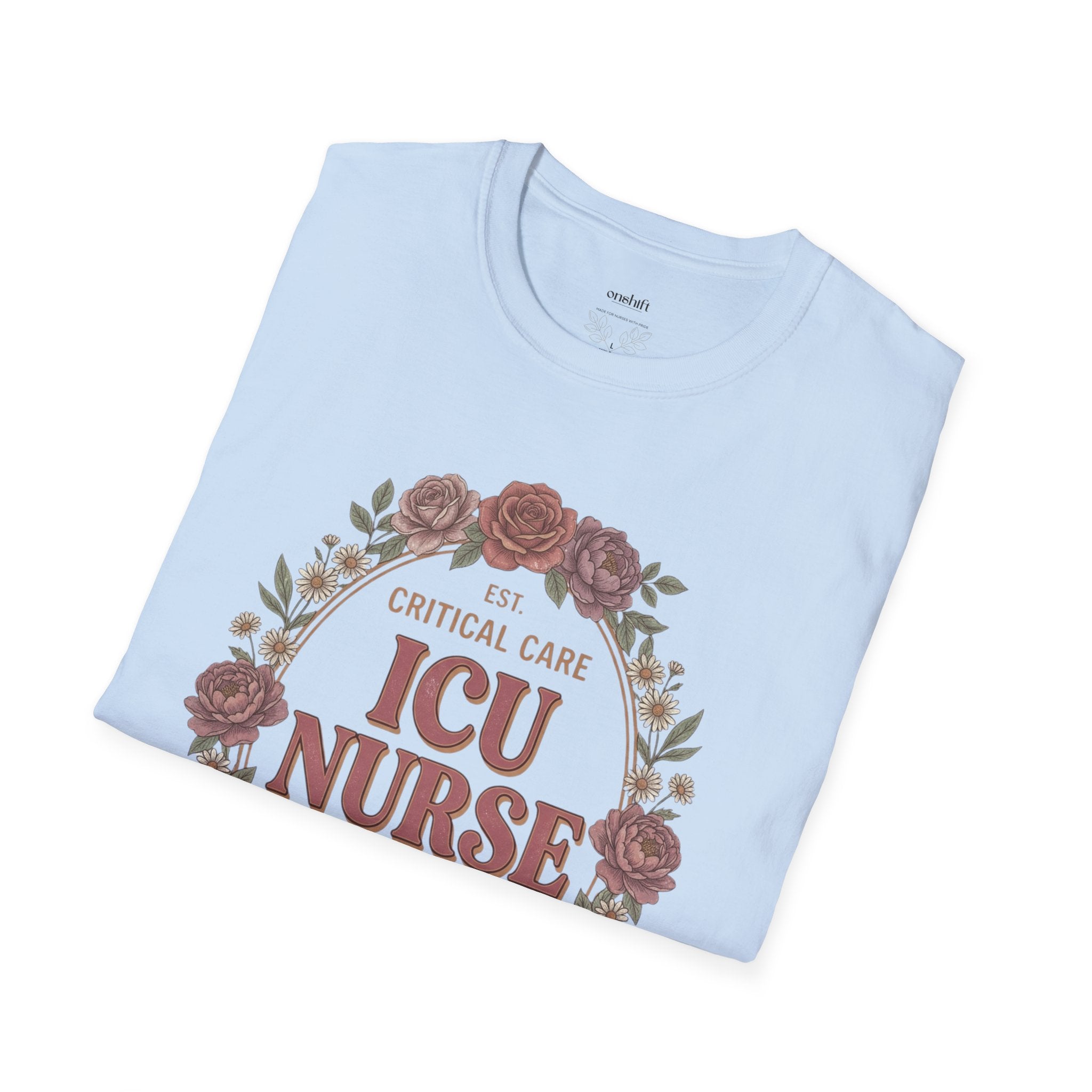 T-shirt infirmière en soins intensifs à motifs floraux