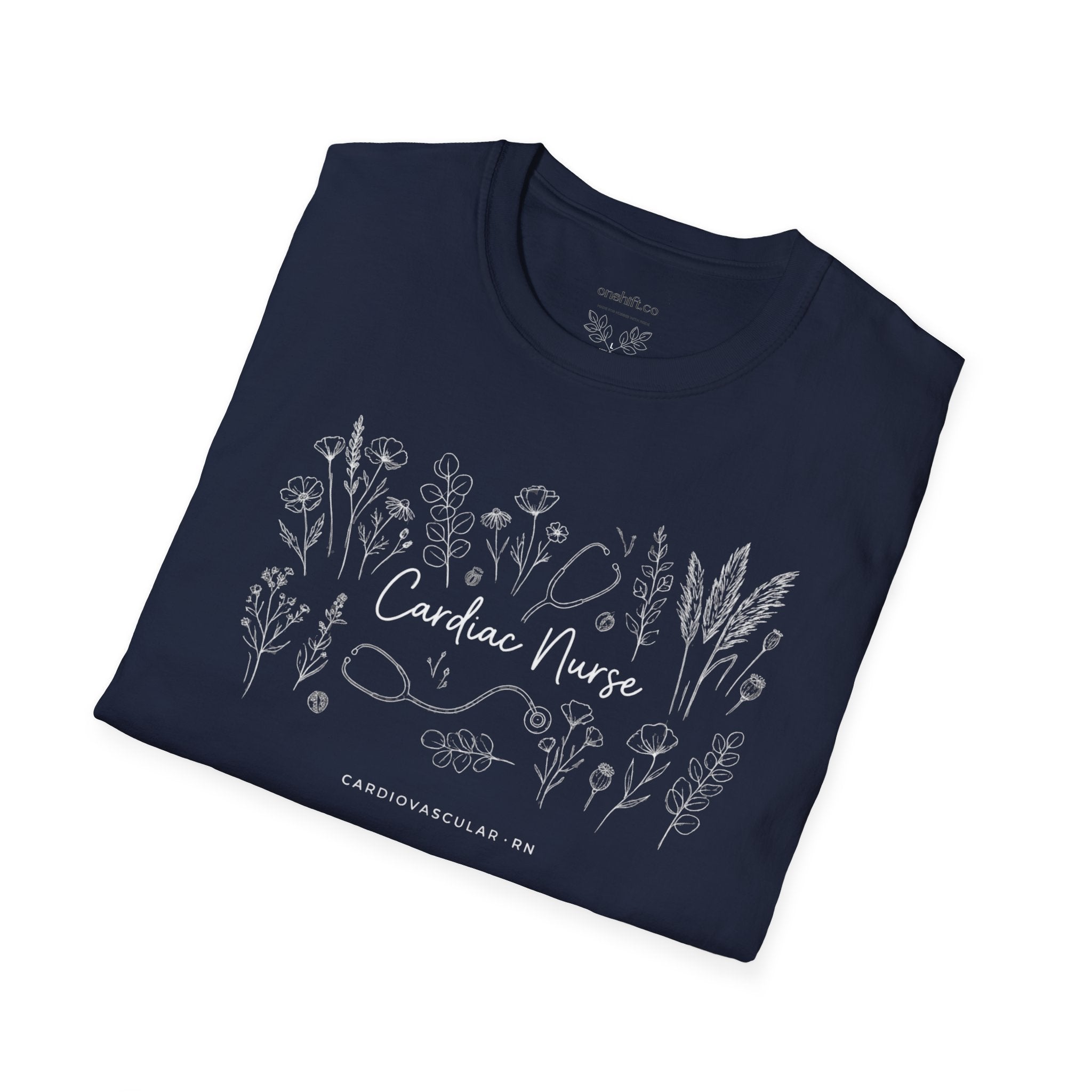 T-shirt d'infirmière en cardiologie à motifs floraux