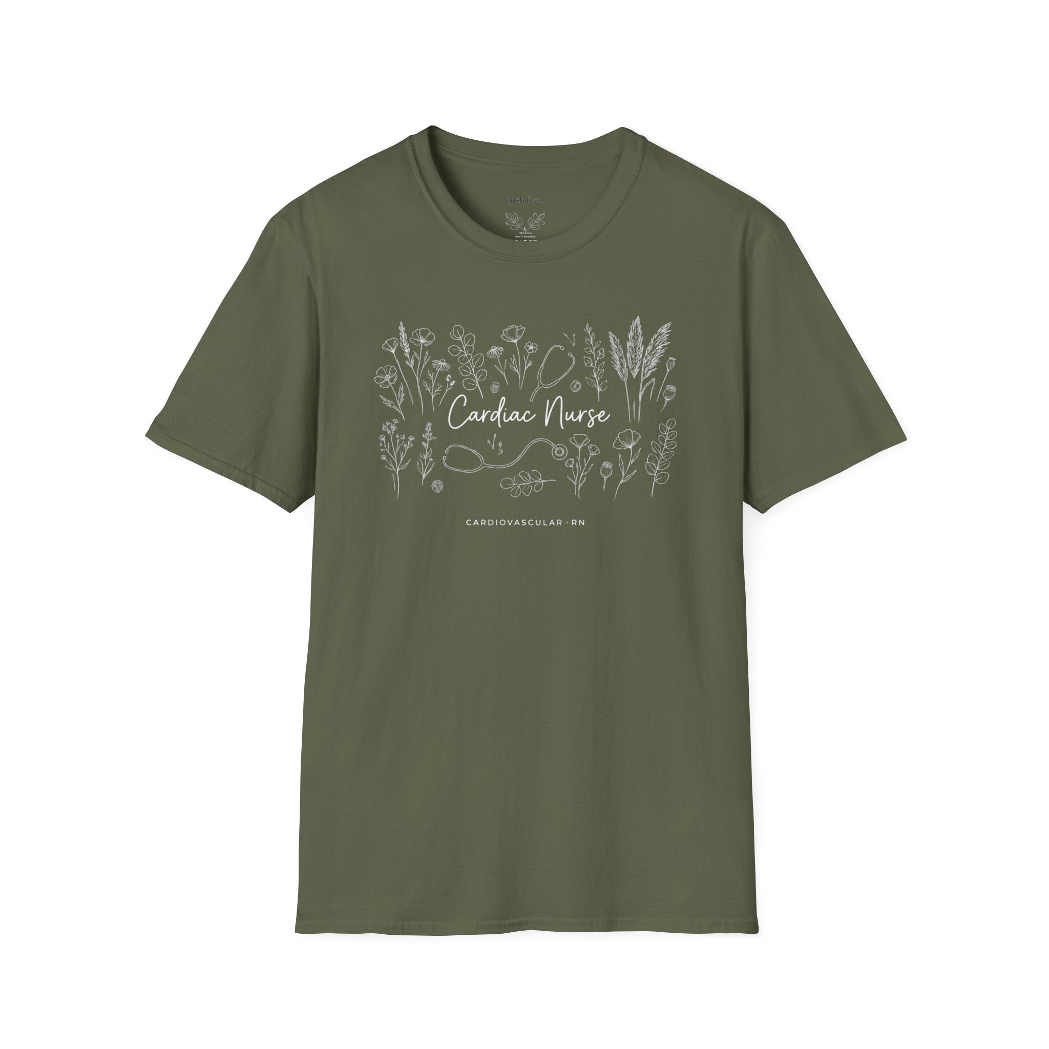 T-shirt d'infirmière en cardiologie à motifs floraux