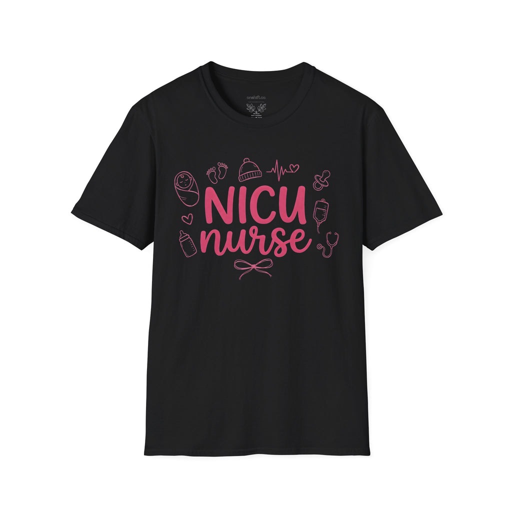 NICU Nurse T-Shirt — Pink Baby Care Tee for NICU Nurses