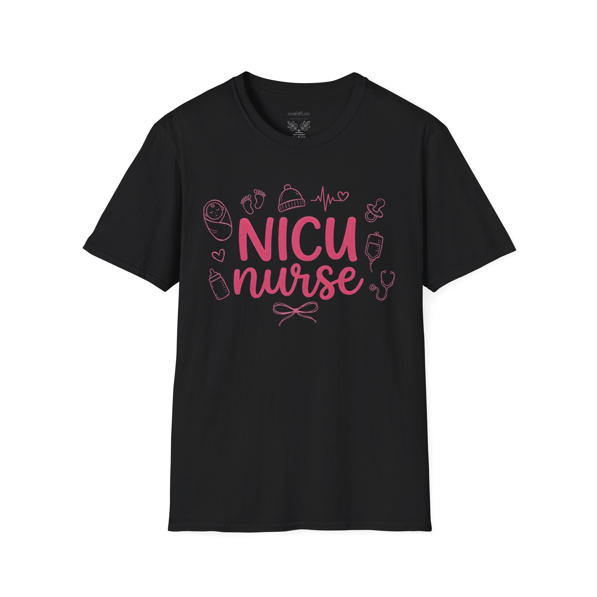 NICU Nurse T-Shirt — Pink Baby Care Tee for NICU Nurses