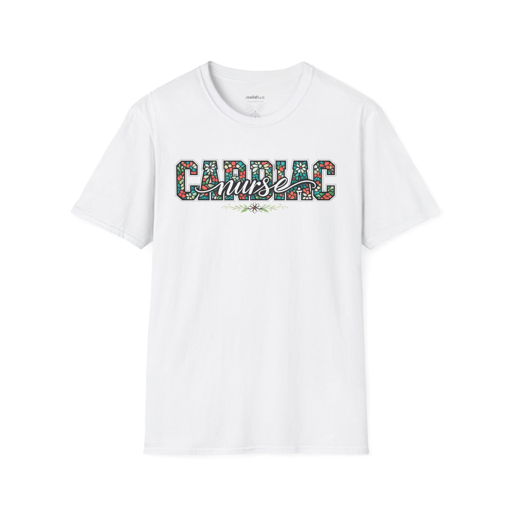 Cardiac Nurse Floral T-Shirt — Heartbeat Medical Gift for Nurses