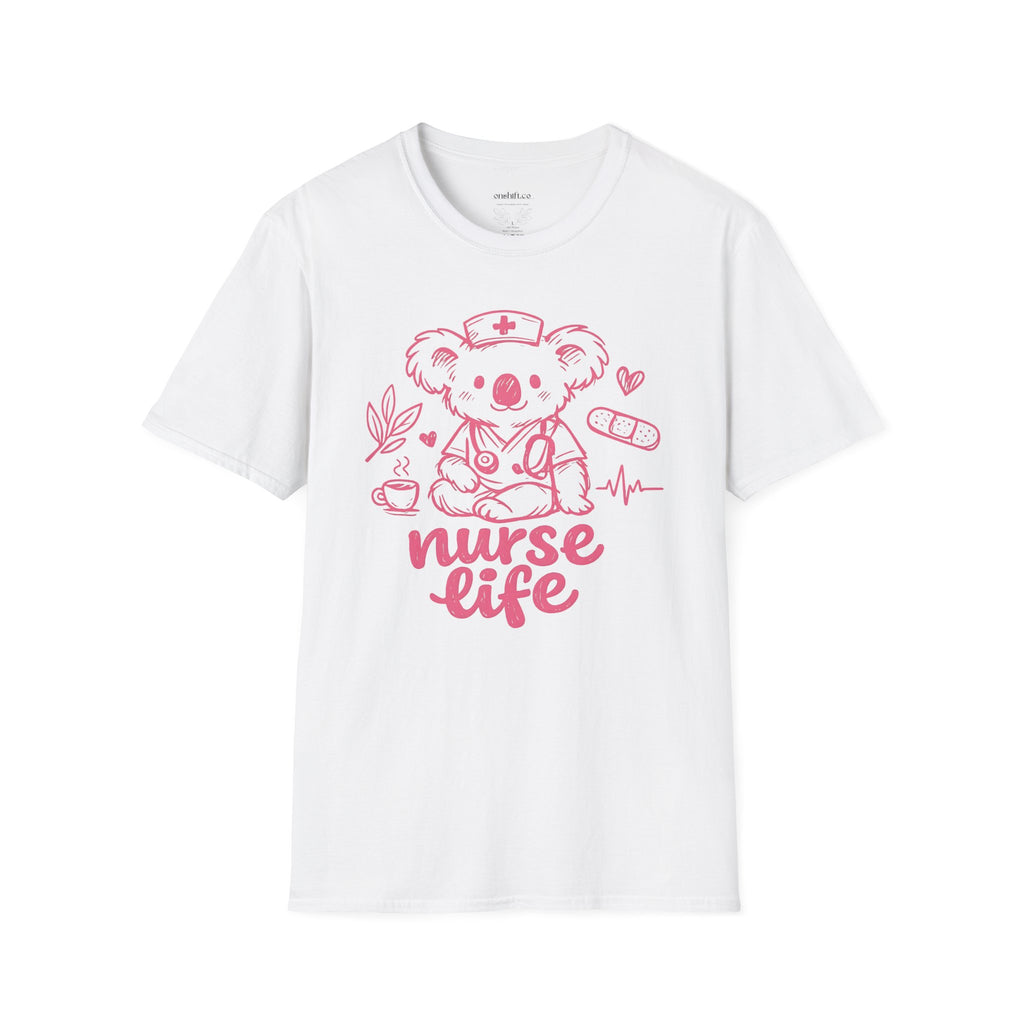 Nurse Life Koala T‑Shirt — Cute Pink Nurse Koala Tee