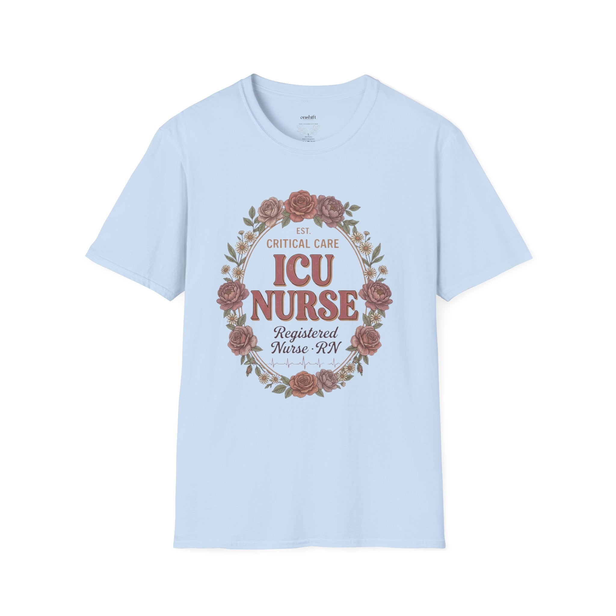T-shirt infirmière en soins intensifs à motifs floraux