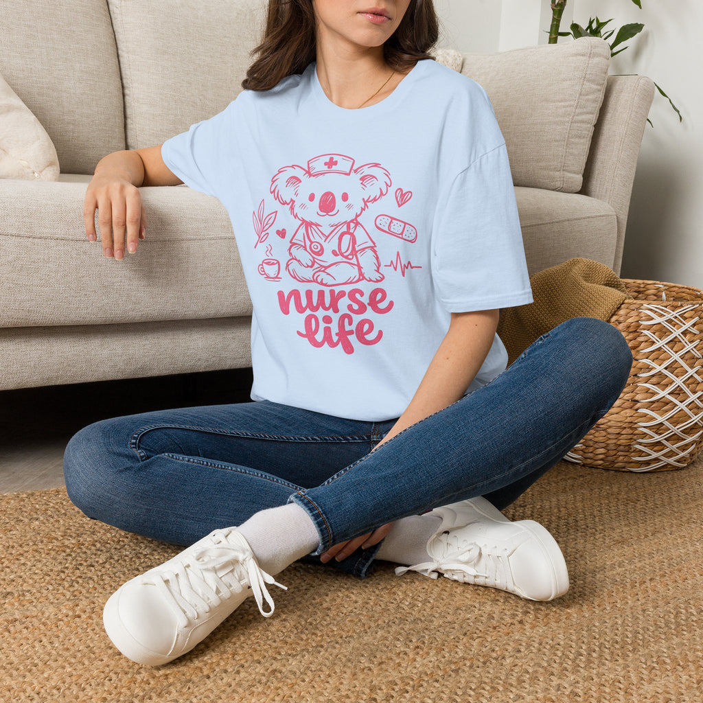 Nurse Life Koala T‑Shirt — Cute Pink Nurse Koala Tee