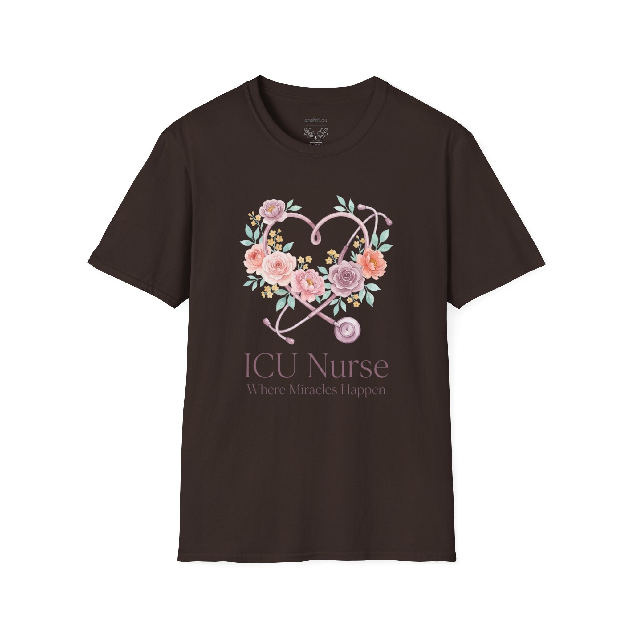 T-shirt floral d'infirmière en soins intensifs