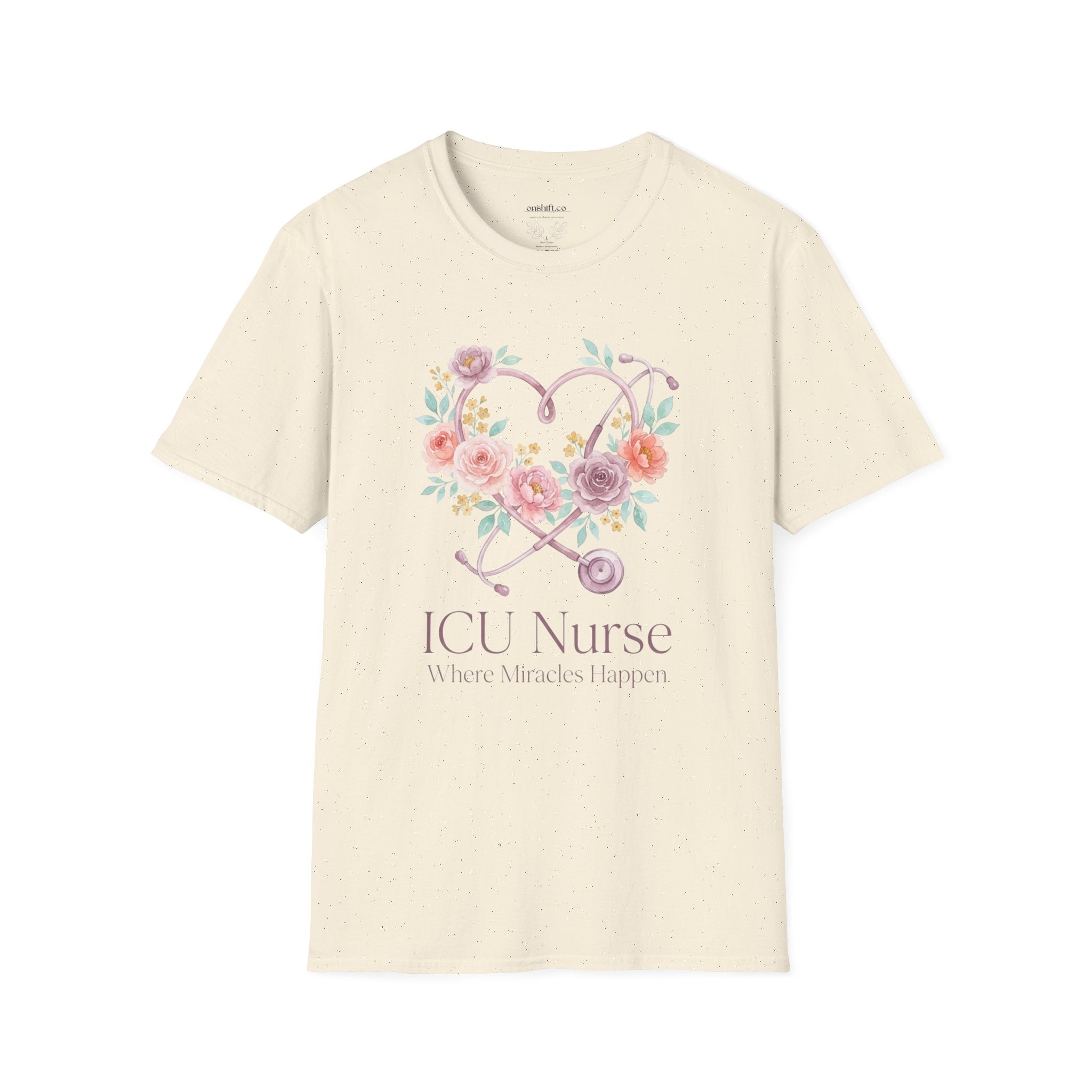 T-shirt floral d'infirmière en soins intensifs