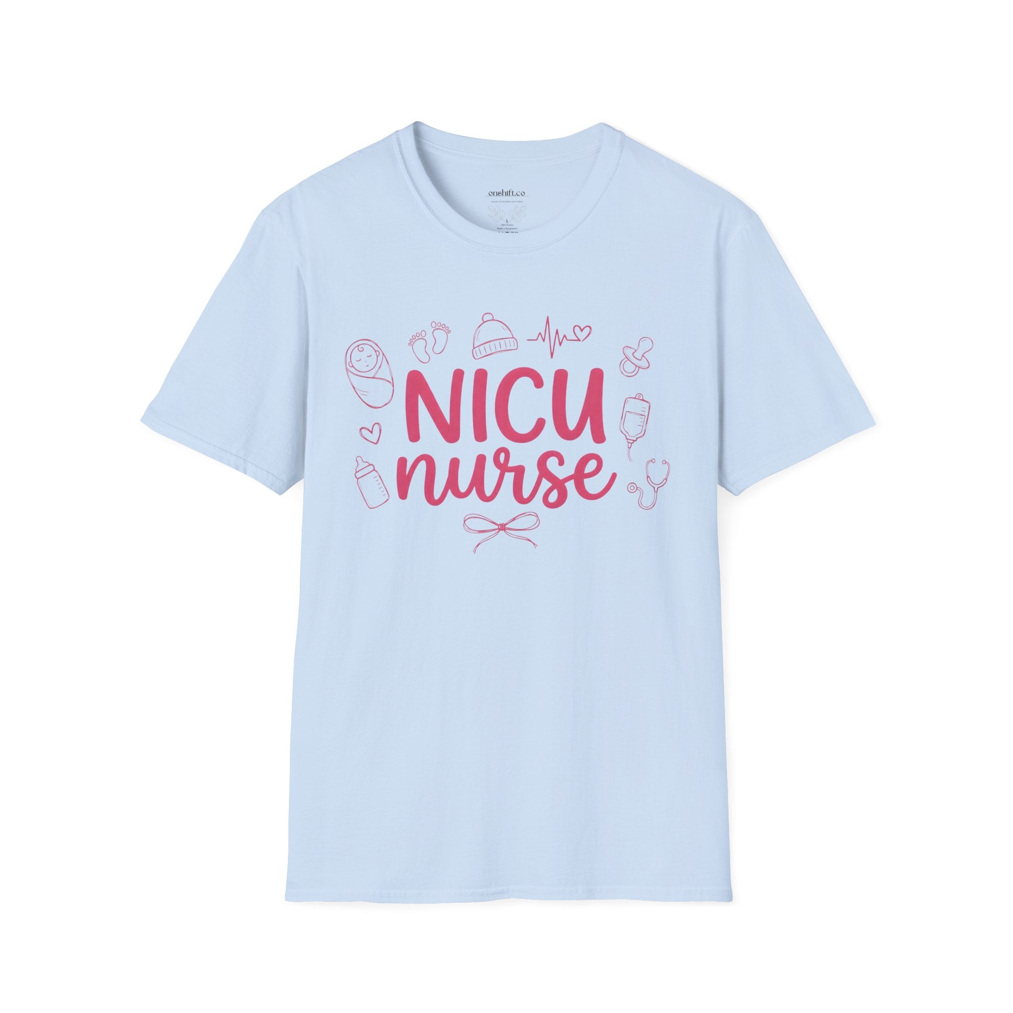 NICU Nurse T-Shirt — Pink Baby Care Tee for NICU Nurses