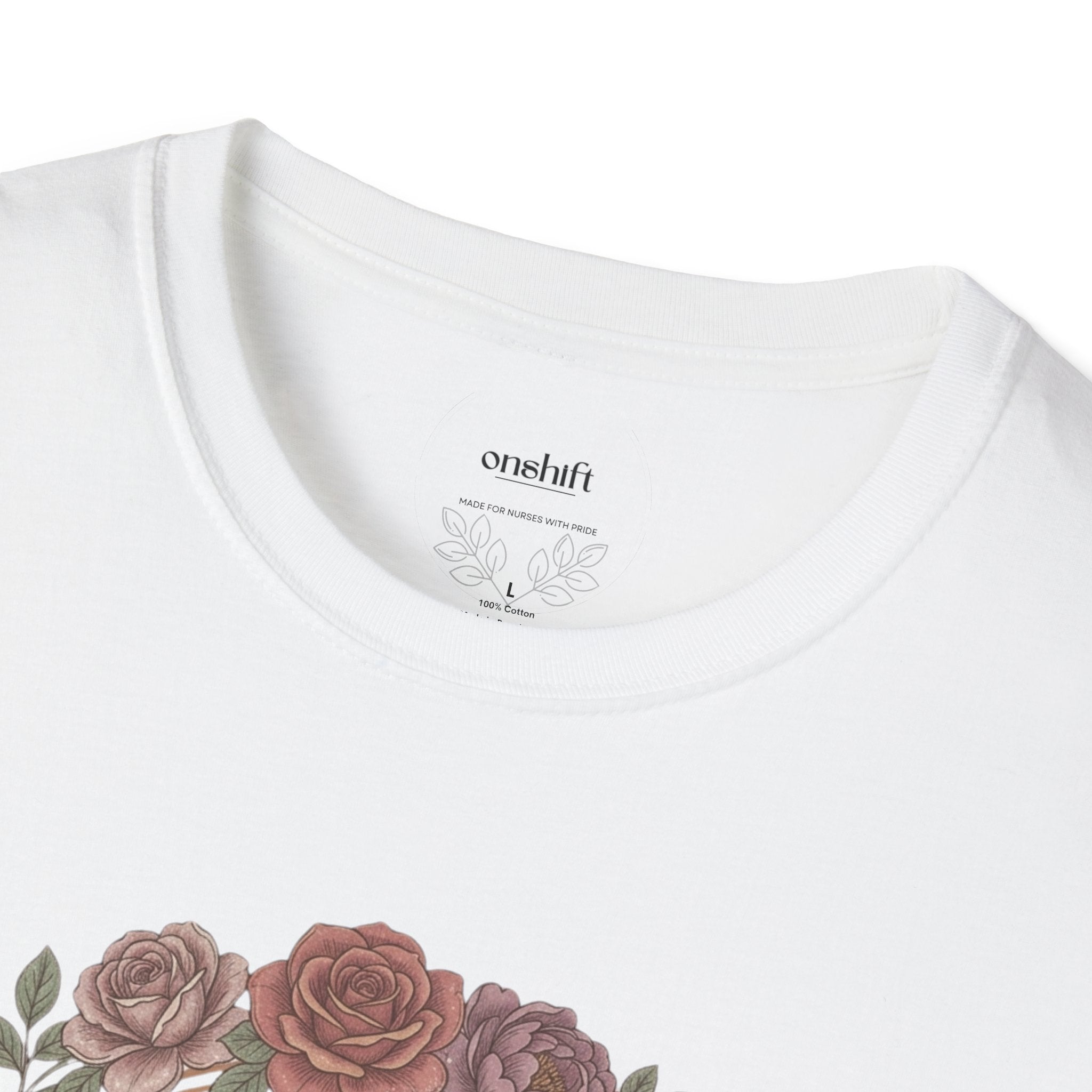 T-shirt infirmière en soins intensifs à motifs floraux