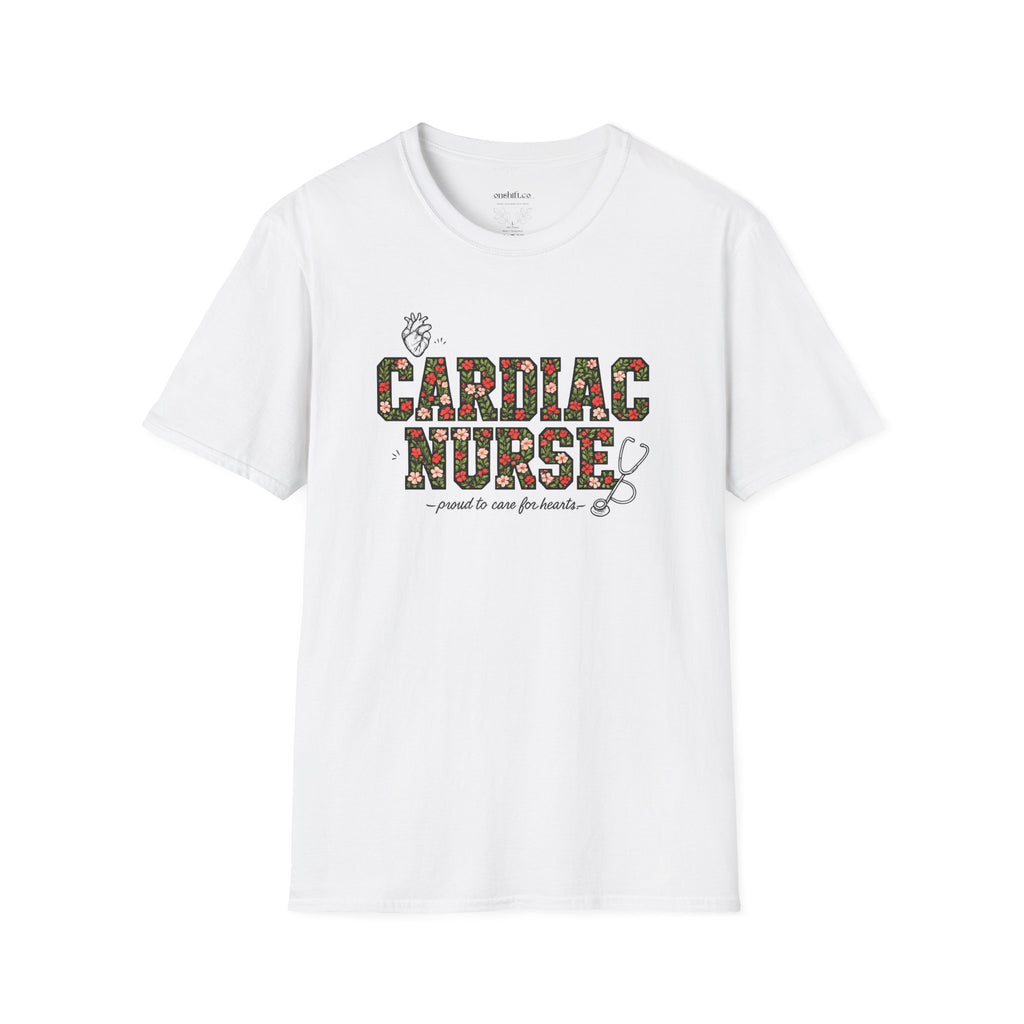 Cardiac Nurse Floral Tee — Proud to Care for Hearts