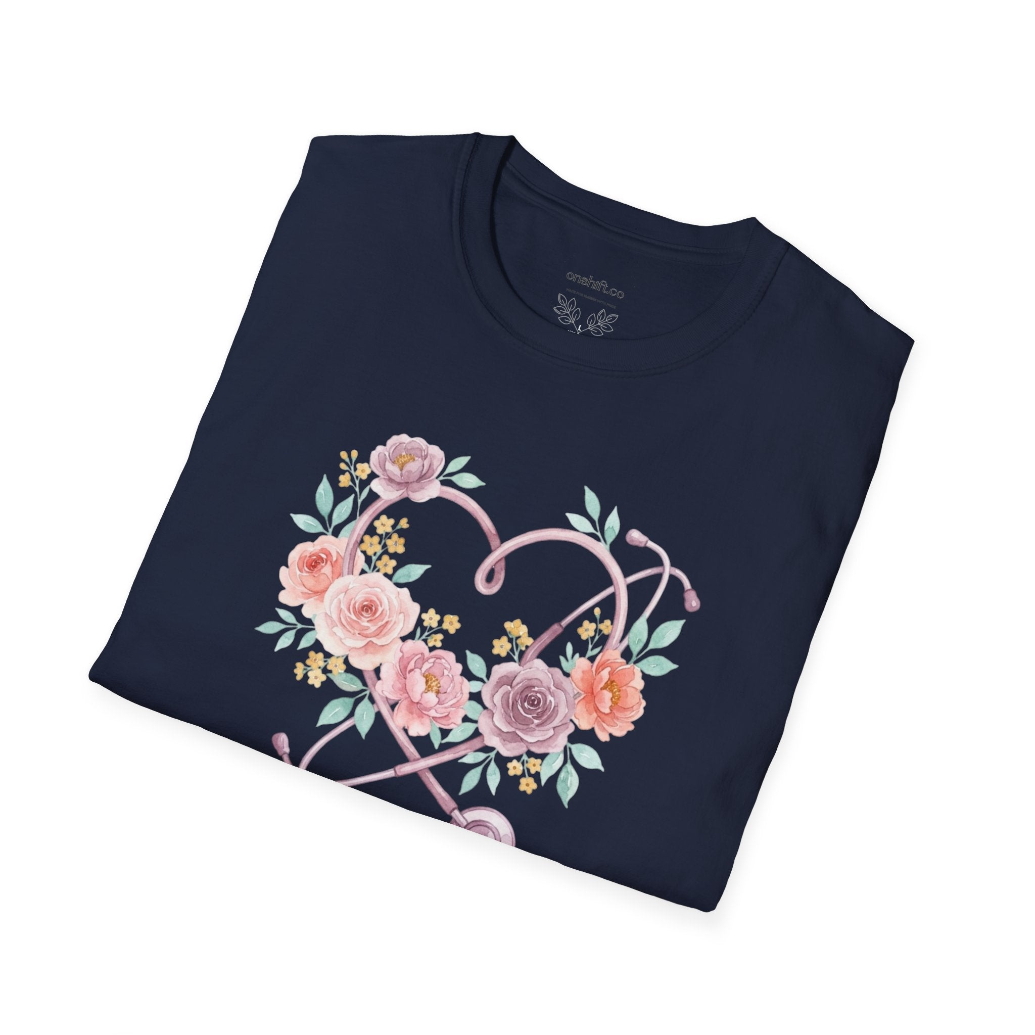 T-shirt floral d'infirmière en soins intensifs