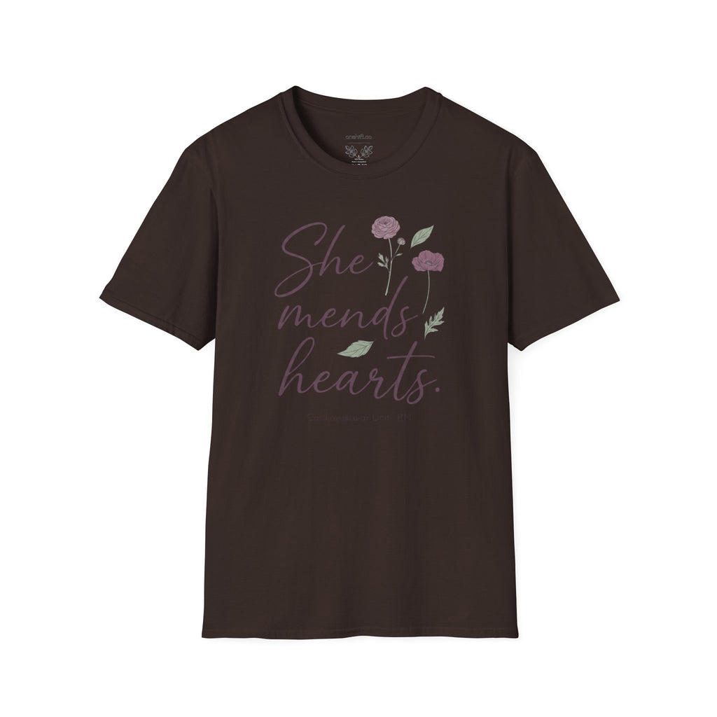 She Mends Hearts Cardiac RN T-Shirt