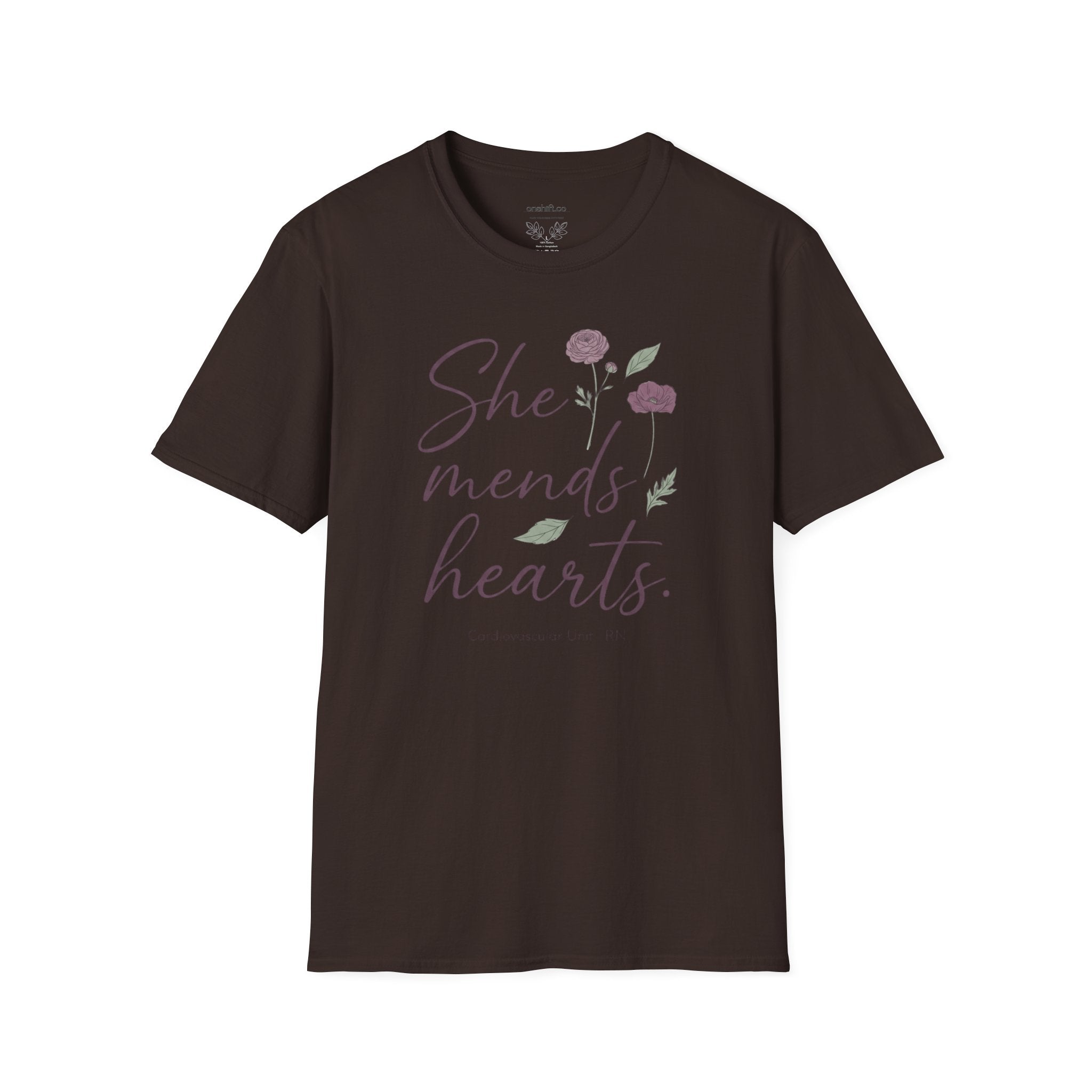 She Mends Hearts Cardiac RN T-Shirt