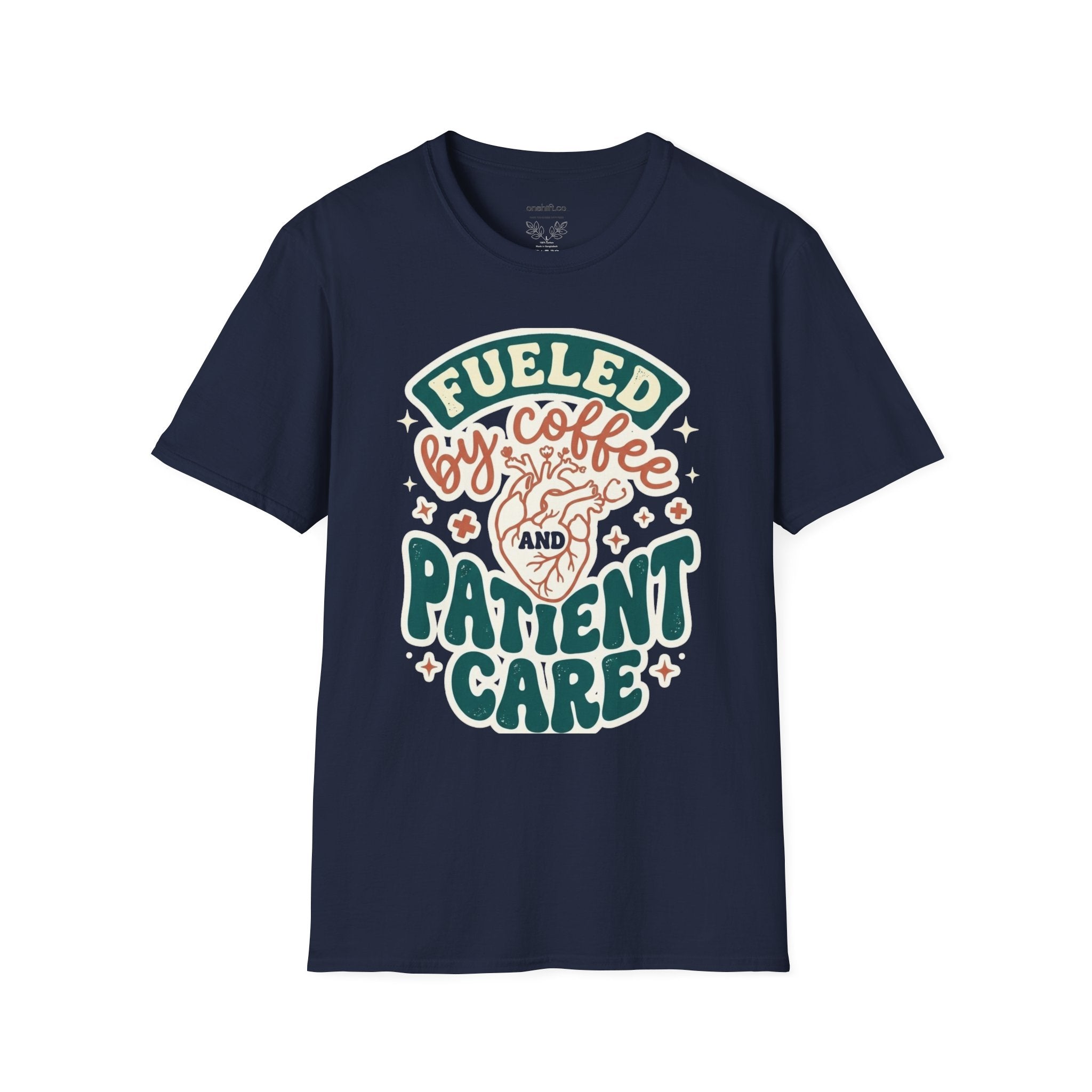 T-shirt Alimenté par le Café et les Soins aux Patients
