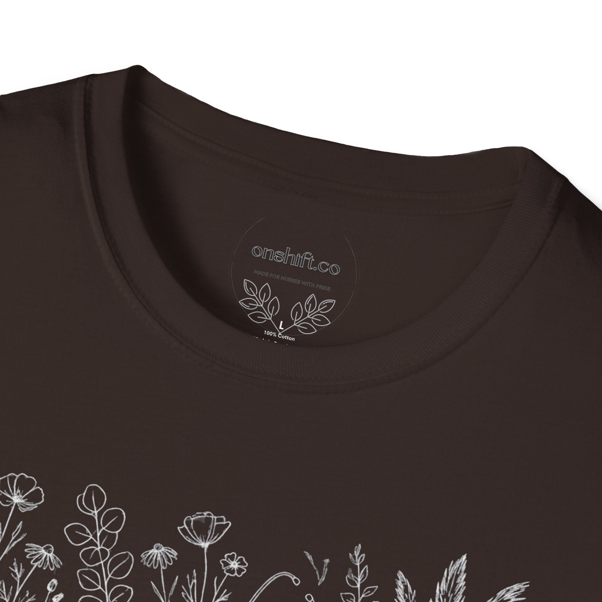 T-shirt d'infirmière en cardiologie à motifs floraux