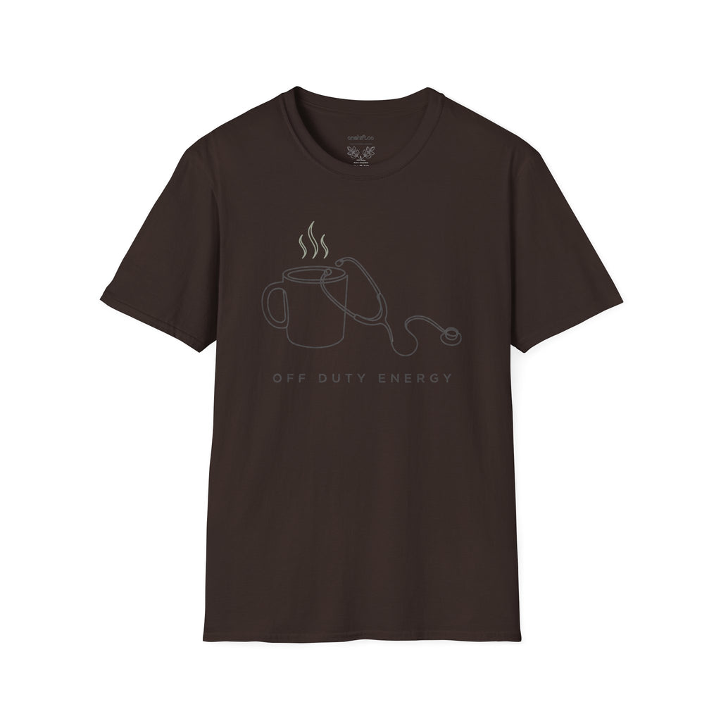 Coffee & Stethoscope Nurse T‑Shirt — Off Duty Energy Tee for Nurses off the clock