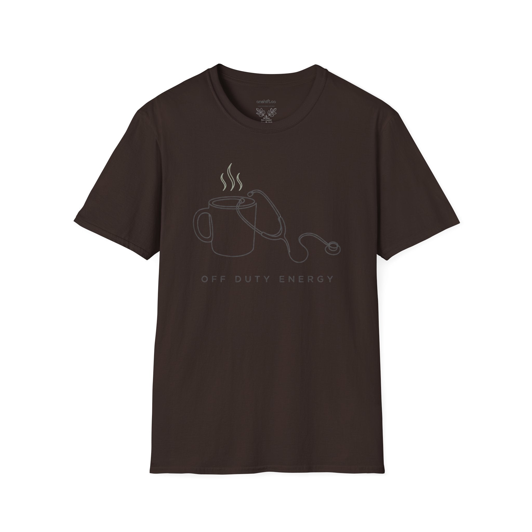 Coffee & Stethoscope Nurse T‑Shirt — Off Duty Energy Tee for Nurses off the clock