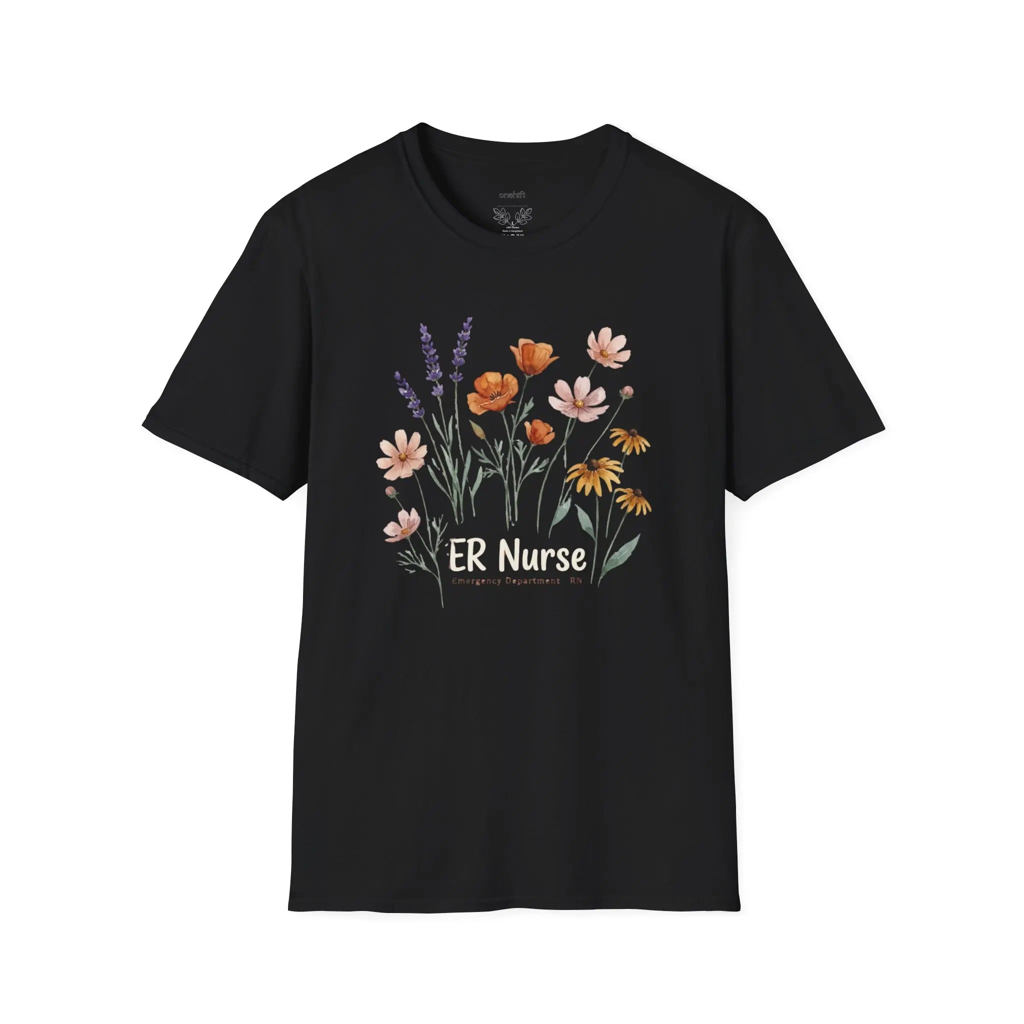 T-shirt Infirmière urgentiste floral